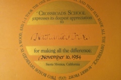 1984-Nov-16-Crossroads-School-Award